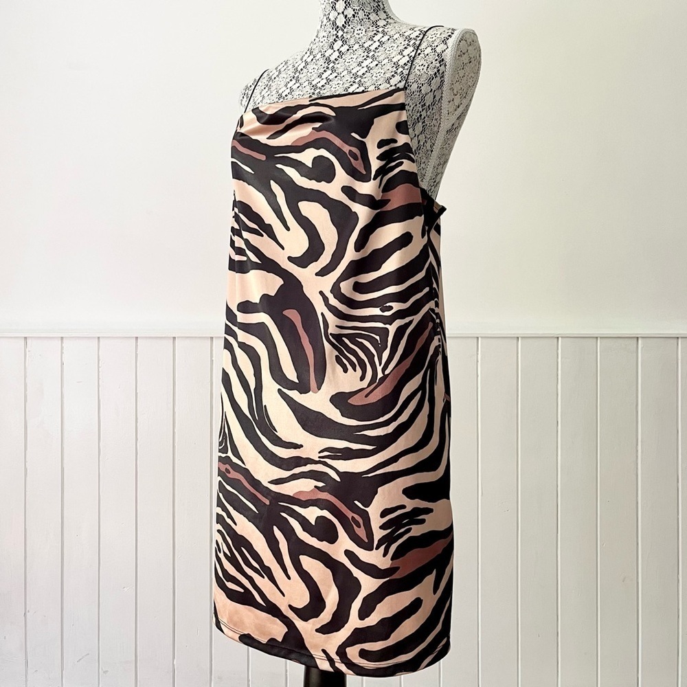 Zara Animal Print Slip Dress Size M - Picture 4 of 15